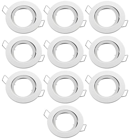 lighteu®, 10x Aluminium Einbaurahmen Weiß/Einbaustrahler LED/Halogen, schwenkbar, ohne Fassung