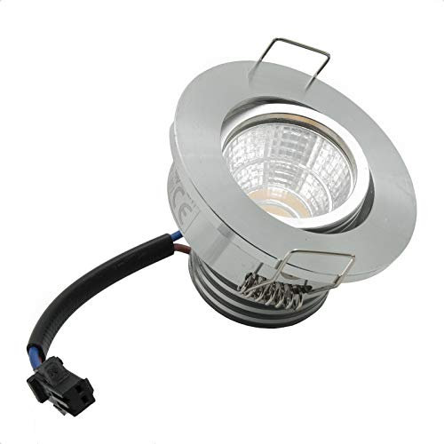 Foco LED empotrable orientable spot 3 W punto luz escaparate escaleras IP20 agujero 45 mm 6000 K color plateado