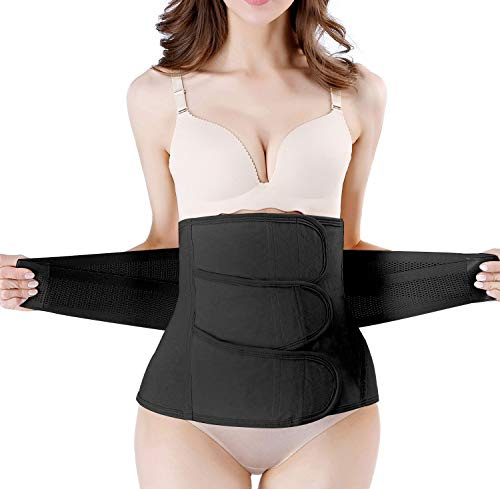 Gepoetry Postpartum Girdle C-Section Recovery Belt Back Support Belly Wrap Belly Band Shapewear - Black - Large