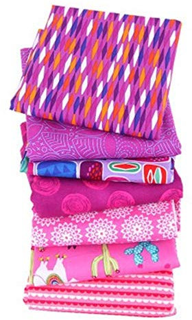 Nicole Knupfer (25 x 25 cm 7 Stück Patchwork Stoffe 100% Baumwolle Bunte Baumwollstoff Set Stoffpaket DIY Baumwolltuch Stoffreste Paket Stoffpakete (Lila Rosa)