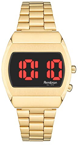 Armitron Orologio sportivo da polso, retrò, digitale, con cronografo, Oro