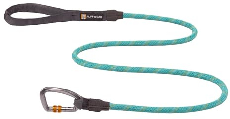 RUFFWEAR Knot-a-Leash, Reflective Rope Dog Lead with Locking Carabiner, 5ft (1.5m) Long, 7mm Thick, Aurora Teal