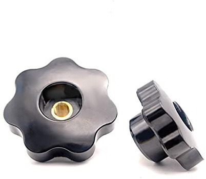 Star Knob Grips M14 x 63mm Copper Core Insert Female Thread Heptagonal Head Screw Bolt Clamping Knobs Handle Ttightening Screws Black