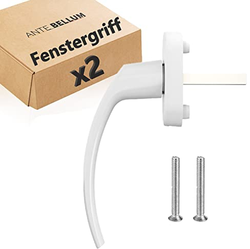 Maniglia per finestre in alluminio bianco di alta qualità - Accessorio sicuro ed elegante per finestre e porte con perno lungo 35 mm. Adatta alla maggior parte delle finestre (2 pezzi, Bianco)