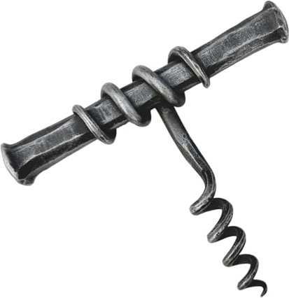 Living Ideas Cavatappi ritorto forgiato a mano apribottiglie di vino in ferro battuto apribottiglie in metallo fatto a mano in metallo nero finitura anticata Heavy Duty apribottiglie