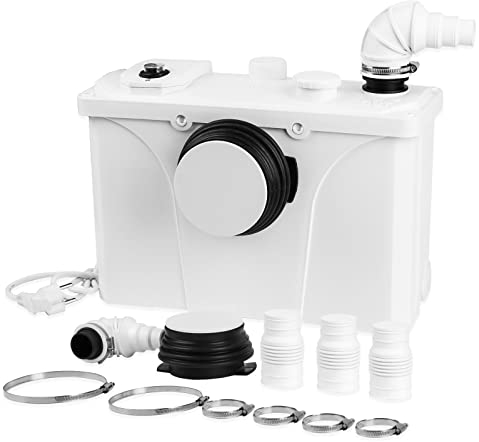 Jopassy Hebeanlage Abwasserpumpe 700W 190L/min Schmutzwasserpumpen mit 4 Einlässen，Fäkalienpumpe, Haushaltspumpe für WC Toiletten, Waschbecken, Waschmaschine, Badewannen