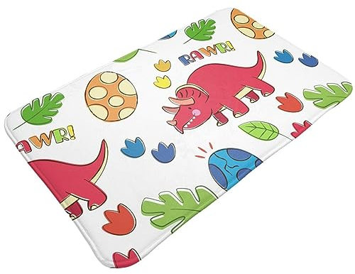 MUMICO Flickenteppich mit buntem Dinosaurier, rutschfest, für Schlafzimmer, Wohnzimmer, Küche, Wohnheim, Eingangsbereich, Flur, Zuhause, dekorativ, 50 x 80 cm