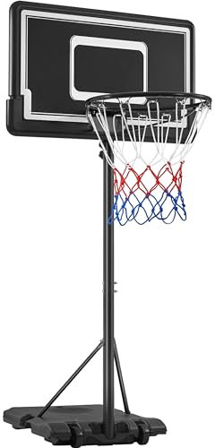 Yaheetech Canasta Baloncesto Exteior, Aro de Baloncesto con Ruedas Tableros de Baloncesto para Adultos Altura Ajustable 219-249 Negro Tamaño de Tableros 76x45,5cm