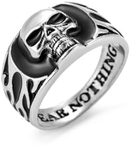 Anneau Bande TÊTe Crâne, Anneau Crâne Mort Gothique Pour Hommes, Anneau TÊTe Crâne DÉMon Bijoux Motard Crâne Viking, Anneau Crâne Diable Motard Crâne Pirate Roche Anneau TÊTe Crâne Argent