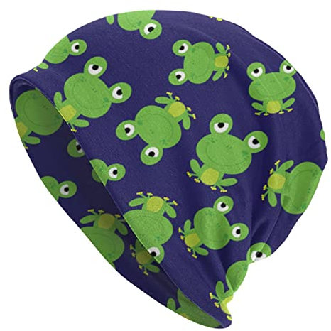 TORR Beanie-Mütze mit Froschmuster, Totenkopfmütze, Krebskopfbedeckung, Strickmütze, Baggy Slouchy, Schal, Kappe für Damen und Herren, Froschmuster, One size