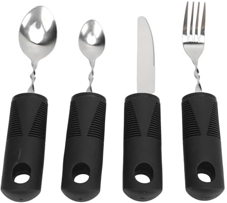 Atyhao Cubertería Ponderada para Pacientes con Parkinson Ayuda para Artritis Cuchara Tenedor Cuchillo Set de Utensilios Adaptativos