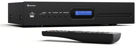 Auna Art22 - Lettore CD HiFi Slot-In, Ingresso USB, Riproduzione CD-MP3, Telecomando, Uscite Ottiche & Coassiali, 130W, Nero