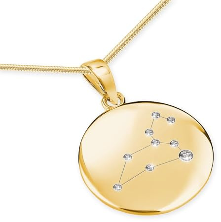 LillyMarie Sternzeichen Kette Silber 925 Vergoldet Personalisierte Halskette mit Anhänger Damen Geschenk für Frauen Weihnachten Geburtstag Valentinstag