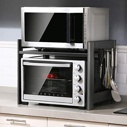 SFNIOKFG Support pour Four à Micro-Ondes – Support pour Pots à épices de Cuisine – Hauteur réglable – Organiseur de Rangement pour comptoir – Facile à Nettoyer – H 45 cm XD 42 cm XW 58 cm –