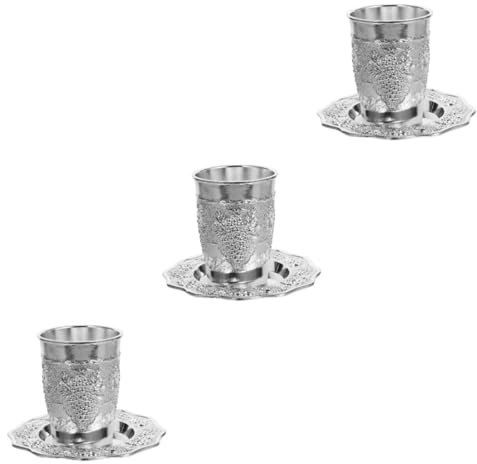 Amosfun 3 Juegos Copa De Vino Judía Copa Sagrada Ofreciendo Suministros De Vino De Fiesta Taza De Licor Taza De Ofrenda De Metal De Kidush De Zinc