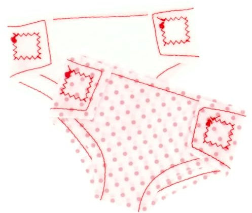 My beautiful dollsroom 555-0004 Puppenwindeln, Spielset mit 2 Windeln für Puppen verschiedener Größe, Puppen-Stoffwindeln sind nach Gebrauch waschbar, Spielzeug in Weiß, Rot, für Kinder ab 3 Jahren