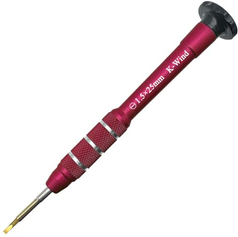 Small Flathead Screwdriver 1.5mm, Magnetic Slotted Screwdriver -1.5mm Flat Head, S2 High Alloy Steel Flat Blade, Free-Spinning Top, Anti-slip Grip