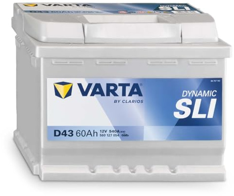 VARTA Automotive DYNAMIC SLI (D43) 12V 60Ah 540A - Nassbatterie KFZ mit Standardausstattung & ohne Start-Stopp System - Starterbatterie für einfachen Energiebedarf - Bleisäurebatterie wartungsfrei