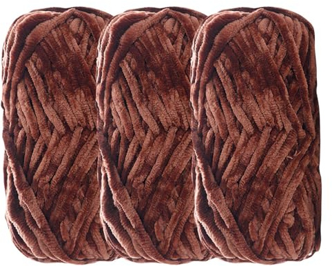 3 Pezzi Filato di Ciniglia, 100 G/80 M Lana per Uncinetto Morbido e Soffice, Gomitoli Spesso a Maglia per Maglieria Vestiti Coperte Borse Bambole