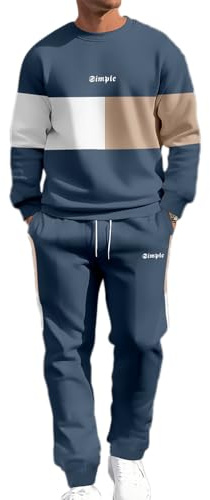seiveini Survetement Homme Ensemble Jogging 2 Pièces Survêtement à Manches Longues Ensembles Sportive Activewear A Bleu XXL