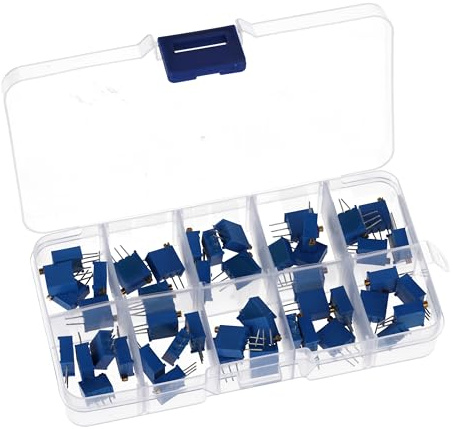 AZDelivery 3296W Trimmer Potentiometer Set – 12 Werte, 60 Stück (500? bis 1M?) – Hochpräzise Lineare Potentiometer für Elektronikprojekte – Enthält 1K, 10K, 100K Ohm und mehr