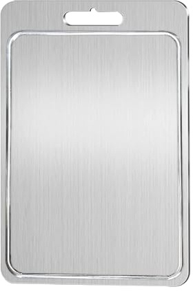 Stainless Steel Cutting Board with Built-in Juice Groove help collect liquids and prevent spills, Metal Cutting Board designed for slicing meats, fish, vegetables and fruits