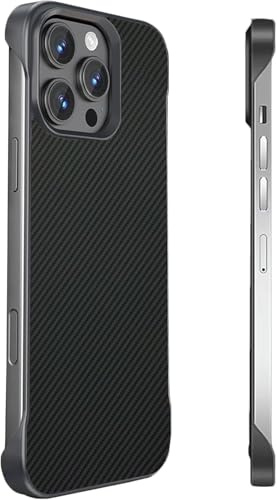 FAOMSEBS Cover Senza Bordo per iPhone 15 Pro (Texture in Fibra di Carbonio) (Sensazione di Metallo Nudo) Custodia Anti-impronte Cover iPhone 15 Pro Case con Rapida Dissipazione del Calore