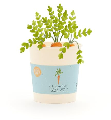 Möhren-Anzuchtset als Geschenk für Lieblingsmenschen | Anzuchtbecher mit Möhren-Saatgut, Kokos-Quelltablette & Anleitung | Nachhaltige Geschenkidee für Liebesbotschaften, Geburtstage & Dankeschön