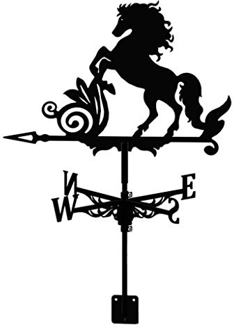 Girouette en métal noir en acier inoxydable avec piquet en fer - Style européen - Pour jardin, cour, décoration d'intérieur - Cheval