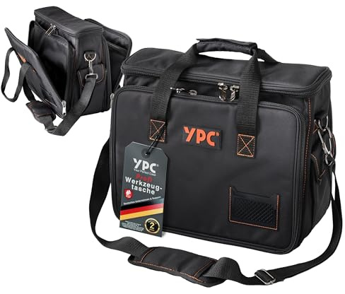YPC Operator Werkzeugtasche XL – Praktische Umhängetasche, tragbare Aufbewahrungstasche, Wasserfest, Reißfest, Trageriemen oder Verstellbarer Schultergurt, 40x32x20cm – 20 kg Tragkraft (Schwarz)