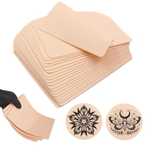 EMALLA 2mm Piel Sintetica Tatuaje 10piezas Pieles Sinteticas Falsos Gruesa Doble Cara Silicona para Artistas Principiantes y Profesionales | Piel gruesa de doble cara para tatuaje para accesorios de tatuaje