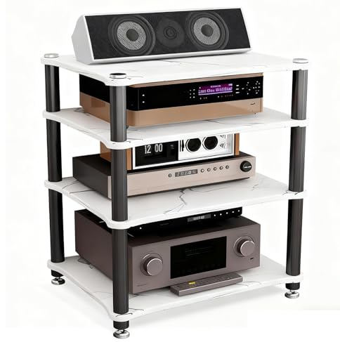 2/3/4-stufiges HiFi-Rack, Professionelles Audio-Rack, Geräteschrank Mit Mehreren Ablagen Für Heimkino, Studioequipment Und AV-Receiver(Weiß,60 * 48 * 75cm(4Tier))