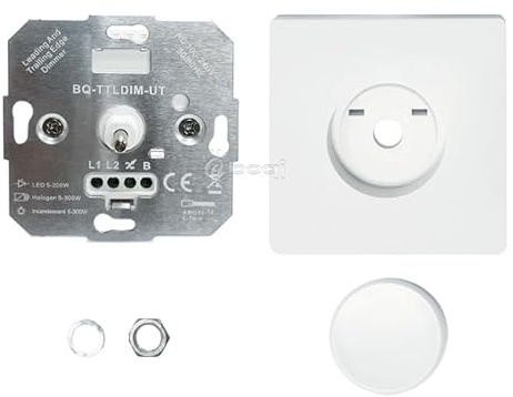 Regolatore di luminosità per lampade a LED 5-300W/VA, interruttore dimmer universale per LED, interruttore dimmer AC 100-240V, dimmer per lampade LED, incandescenza e alogene, copertura bianca lucida