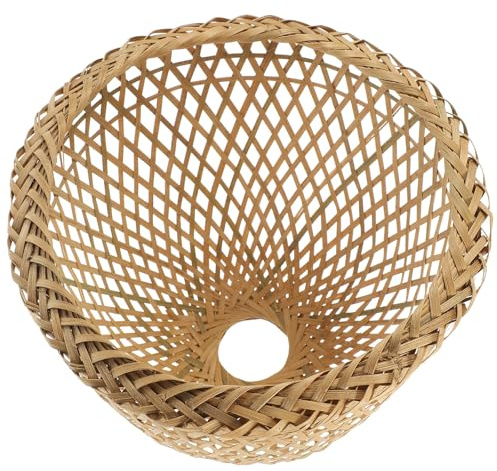 Abat Jour Lampada Sospesa in Bambù, Paralume Artigianale Khaki | Foro da 50mm, Facile da Montare e Rimuovere, Resistente a Deformazioni e Crepe, per Natale e Thanksgiving