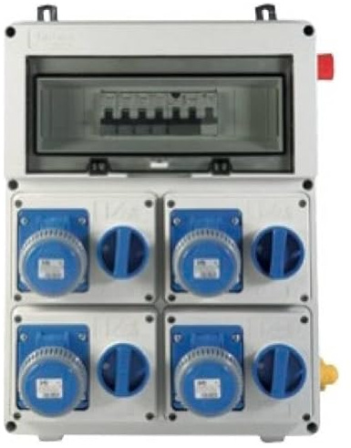 Quadro Elettrico Generale 220V VB - 4 Prese Monofase 16A IP67 Interbloccate - Protezioni Magnetotermiche e Differenziali - 9 kW (220V MONOFASE)