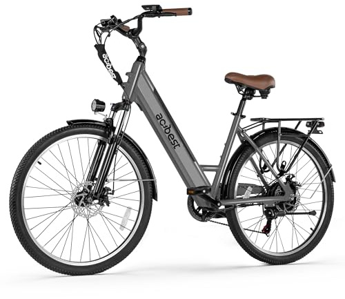 ACTBEST Electric Bike for Adults, Cores 26 Electric Commuter Bike Up to 28MPH 70 Miles, with Peak 1200W Motor, 48V 576Wh Removable Battery, 7-Speed City Cruiser Mountain E Bike for Commuting,Gray