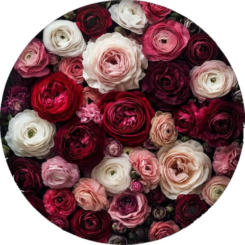 Generico Sottopiatto Tondo 34 cm Floreale Rose | Tovaglietta Americana Lavabile | Sottopiatti Eleganti da Tavola | Idea Regalo | Stampa UV su PETG Alimentare, Legno HDF, Sughero, Made in Italy