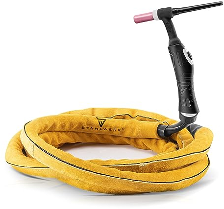STAHLWERK Schutzschlauch Flexhülle 5 Meter für Schlauchpakete Echt Leder für Wig TIG MIG MAG MMA Plasma hitze und feuerbeständig