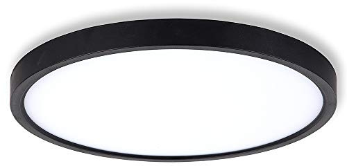 Anten LED-taklampa TARA, svart, dimbar taklampa 24 W, Ø 30 x 2,4 cm, platt lampa med fjärrkontroll, ultratunn, rund, för vardagsrum, matsal, sovrum, kök, kontor