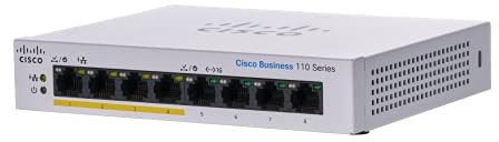 Cisco Business CBS110-8PP-D Unmanaged Switch | 8﻿ GE-Ports | Partial PoE | Desktop | Ext. Netzteil | Begrenzter Lebenszeitschutz (CBS110-8PP-D)