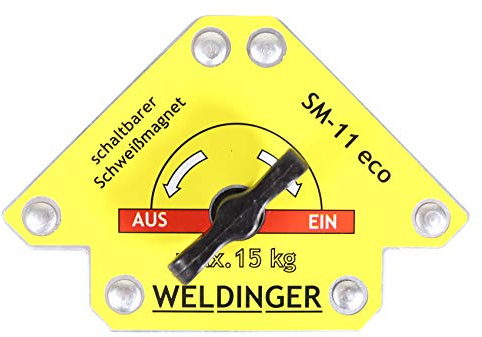 WELDINGER SM-11 eco schaltbarer Winkelmagnet Schweißmagnet 45° 90 ° Haltekraft bis 15 kg (Abmessungen 120x81x18 mm)