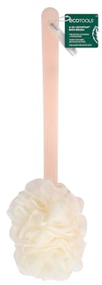 EcoTools 2-in-1 EcoPouf Bath Brush, Loofah Brush for Bath & Shower, with Long Handle & Recycled Netting for Cleansing & Exfoliating, Back Brush for Men & Women, Eco-Friendly & Cruelty-Free, 1 Count