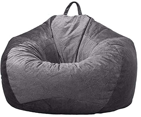JHLD Copertura Per Poltrona A Sacco (senza Imbottitura), Extra Large Fodera Per Poltrona A Sacco Peluche Morbido Fodera Copri Bean Bag Fodera Per Sedia A Sacco Per Adulti-Grigio scuro-100x120 cm