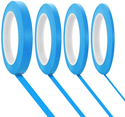 Abeillo 4 Rollen Kreppband Malerkrepp, 1.5mm/3mm/6mm/1.26cm Feinlinienband Malerband, 50m Länge Abklebeband Selbstklebendes Fineline Tape, Malerkrepp für Malerarbeiten und Dekoration