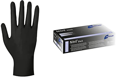 Einweghandschuhe Schwarz Nitril, puderfrei, unsteril, latexfrei, Einmalhandschuhe, Untersuchungshandschuhe, Nitrilhandschuhe, disposable gloves, black (500 Stück, Größe S)