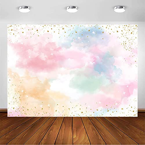 Avezano Regenbogen-Wolken-Hintergrund für Geburtstag, Glitzer, goldene Punkte, Stern, Mädchen, Prinzessin, Fotografie, Neugeborene, Party-Dekoration