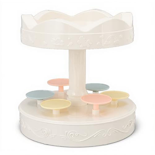 Rotating Cupcake Stand, Dessert Stands Cake Stand Automatic Revolving Double Layer Carousel Dessert Machine Rotating Display Plate, for Birthday Wedding Graduation