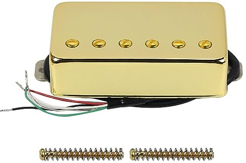 FLEOR Humbucker-Doppelspulen-Tonabnehmer Brückentonabnehmer mit hoher Ausgangsleistung Keramikmagnet 14~15k Kompatibel mit E-Gitarre im LP-Stil für Gitarrenteile Ersatz Gold