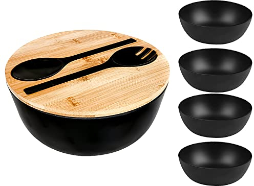 Saladier Couverts de service avec planche à découper, couvercle et couverts, bols mélangeurs, pour fruits, salades et décoration..