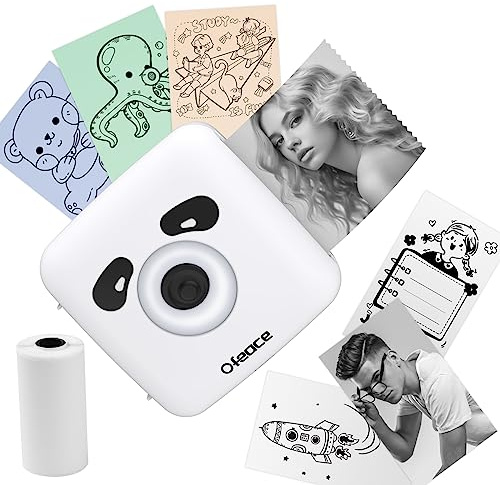 Ofeace Portable Thermal Printer, 300DPI Mini High-Resolution, Bluetooth Inkless Photo Compatible With Android/iOS, Wireless for Photo List Note Labels, Design in Panda